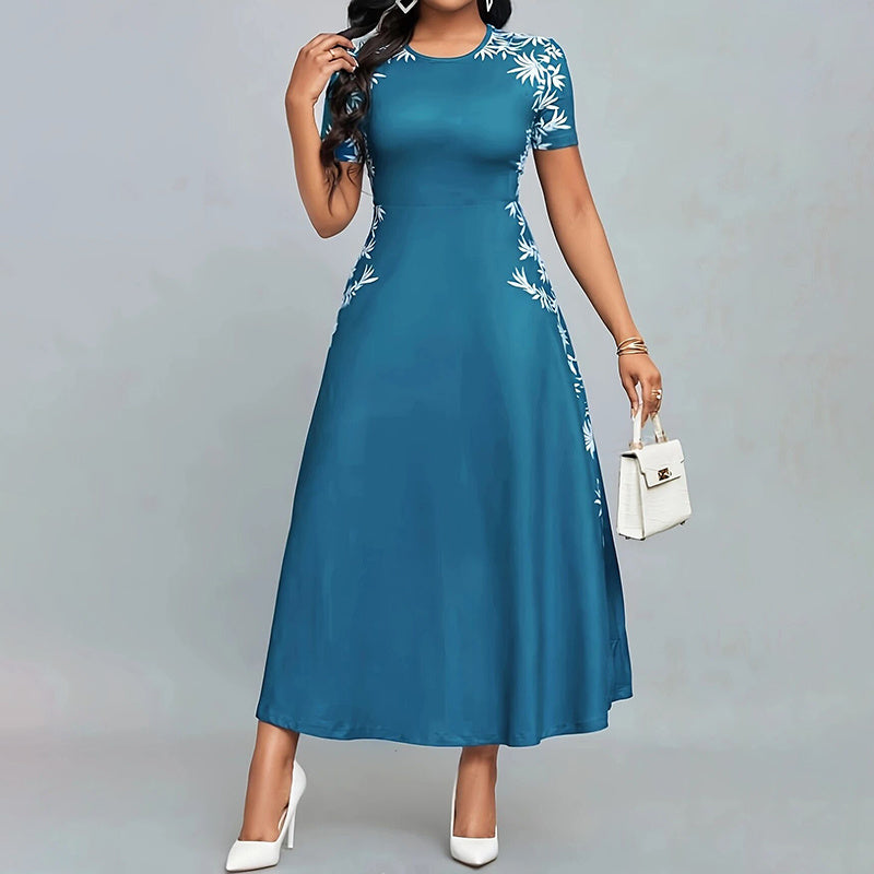 Aromple Elegant Empire Waist Maxi Dress – Short Sleeve Flowy A-Line, Casual & Comfortable, Breathable Sun Dress for Women