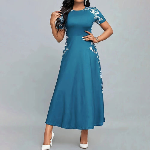 Aromple Elegant Empire Waist Maxi Dress – Short Sleeve Flowy A-Line, Casual & Comfortable, Breathable Sun Dress for Women